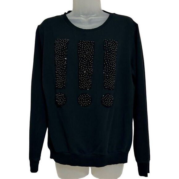 Speedway Luxury Italian Top Women's Large Black Bead Embellishments Long Sleeve - Picture 1 of 10